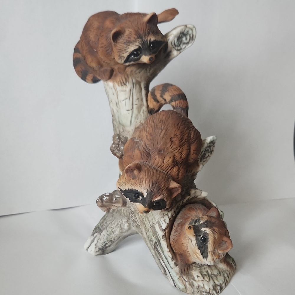Charming Raccoon Figurine in Brown and Gray
